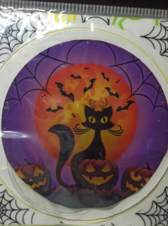 Наклейка для Хэллоуина Кот и луна 8 см разноцветный Киев