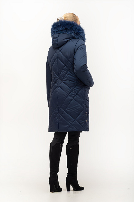 Класичний синій пуховик із хутром. 46.48.50р. Київ - фото 2