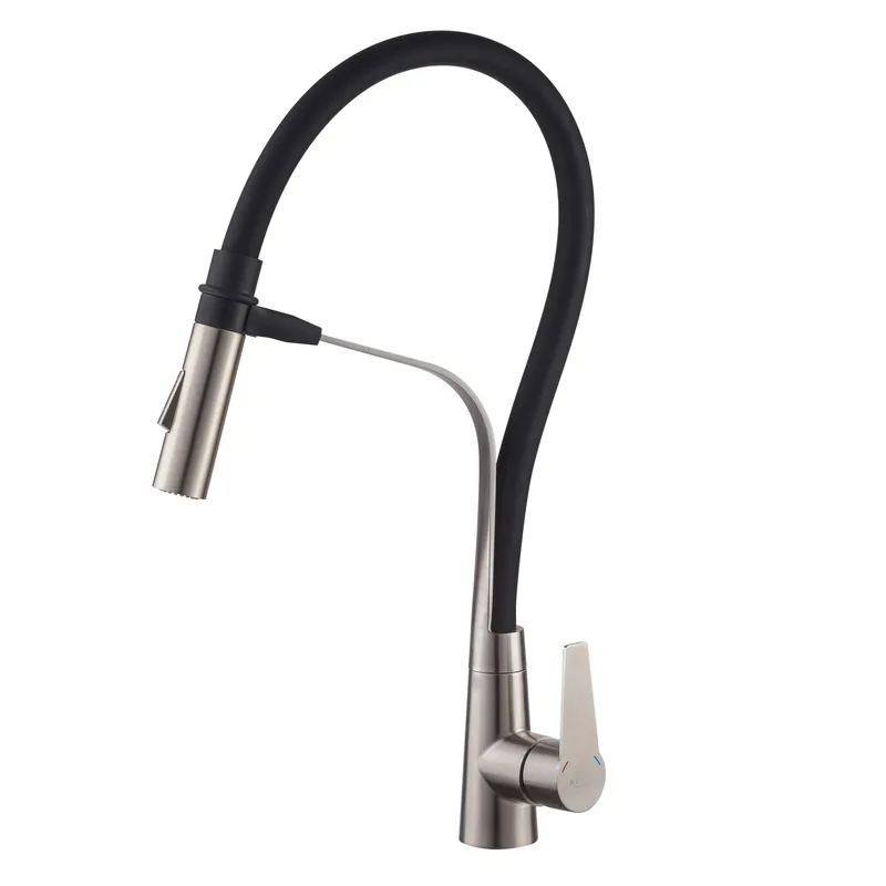 Кухонный смеситель с черным силиконовым изливом Koer KI-70022-02 (из нерж. стали) (KR4799) Киев - изображение 1