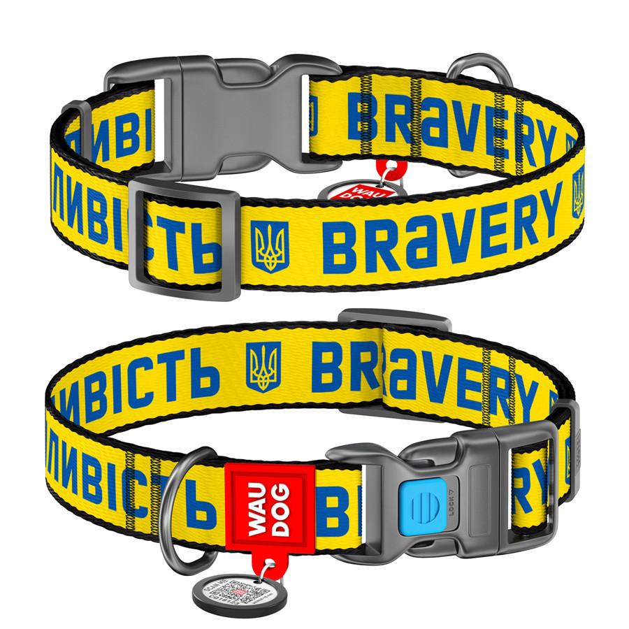 Нашийник для собак нейлоновий WAUDOG Nylon з QR-паспортом, малюнок "Срібність", пластиковий фастекс, S, Ш 15 мм, Вінниця - фото 1