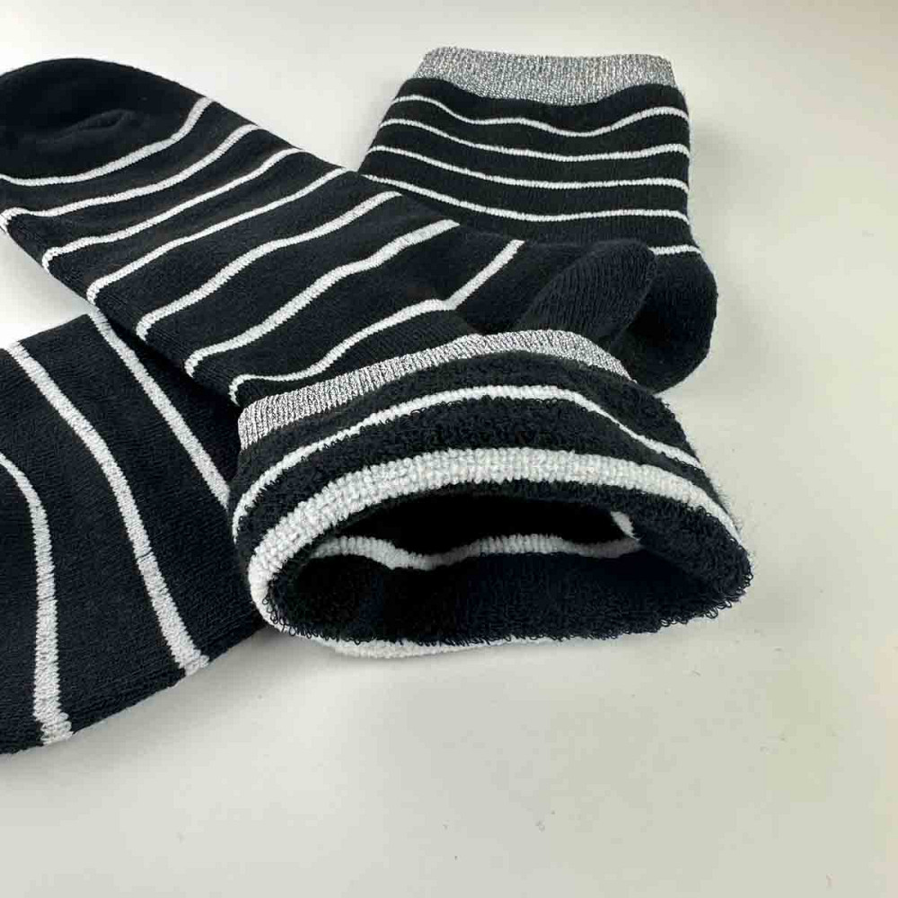 Теплі шкарпетки жіночі класичні в смужку з сріблом GM Textile Високі 36-41 Чорний Суми - фото 3