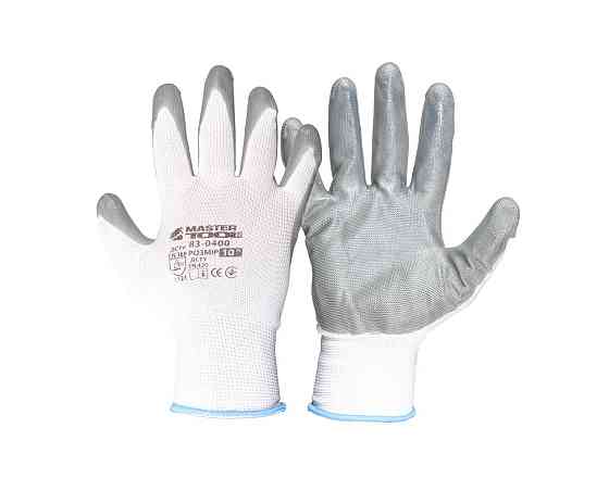 MASTERTOOL Рукавички трикотажні безшовні MASTERTOOL нітрилове покриття долоні 10" біло-сірі 83- Коломия