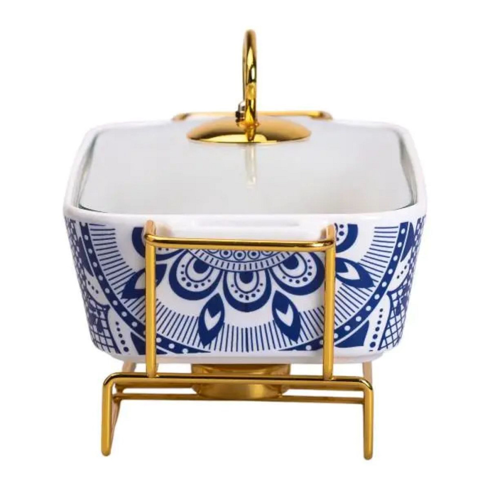 Yiwu Марміт порцелянаовий із скляною кришкою 38х18.5х15.5 см на металевій підставці 1 л -S Коломыя - изображение 4