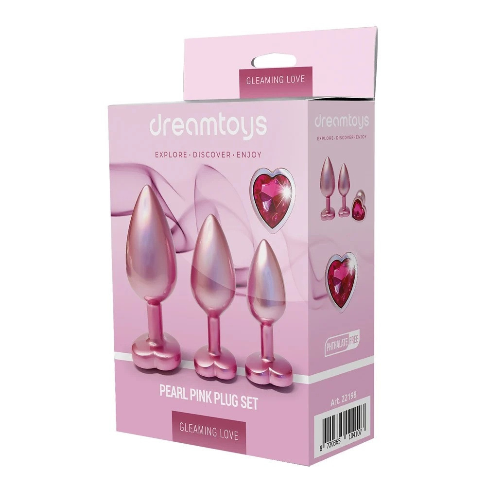 Набір із трьох анальних пробок Dream Toys Gleaming Love, розміри S, M, L, перламутрово-рожевий Sex Aura Київ - фото 2