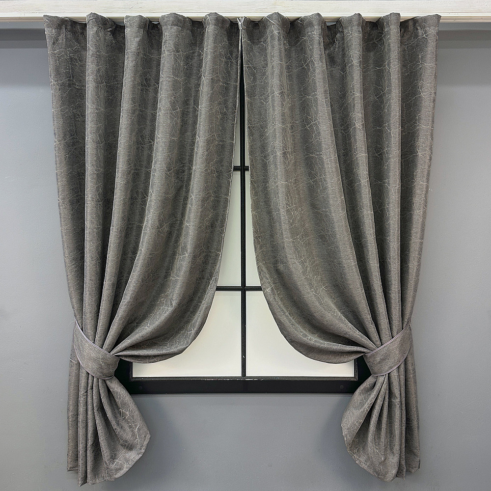 Комплект коротких штор VR-Textil Жакард Viva Marmo № 1788ш Сірий 130х170 см 2 шт (35-0375) Київ - фото 1