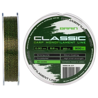 Волосінь Brain Classic Carp Line 3D (camo) 300m 0.30mm 20lb 8.8kg (1858.81.07) Вінниця - фото 1