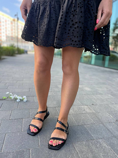 Tiffany Босоніжки жіночі чорні TIFFANY 1911 літні з натуральної шкіри / Шкіряні босоніжки на ни Коломыя - изображение 1