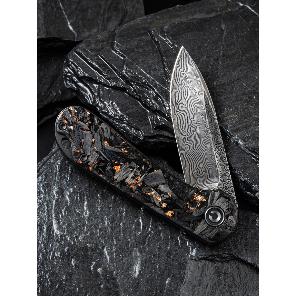 Ніж складаний кишеньковий Civivi Elementum, (7.5 см) Damascus / Carbon Fiber чорний Киев - изображение 11