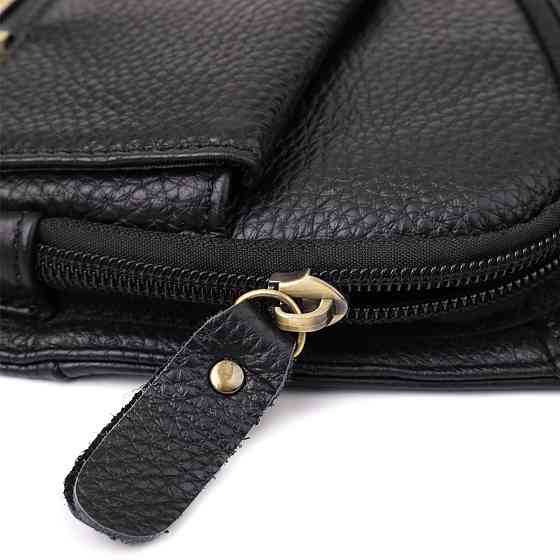 Чоловіча сумка через плече із зернистої натуральної шкіри Vintage 22964 Чорний Київ