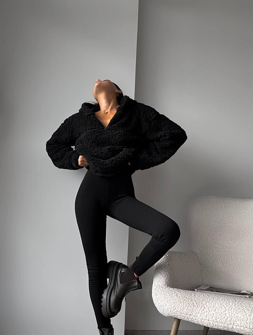 Стильный женский теплый костюм двойка Тедды,рубчик плотный с начесом Черный, 46/48 Одесса - изображение 2