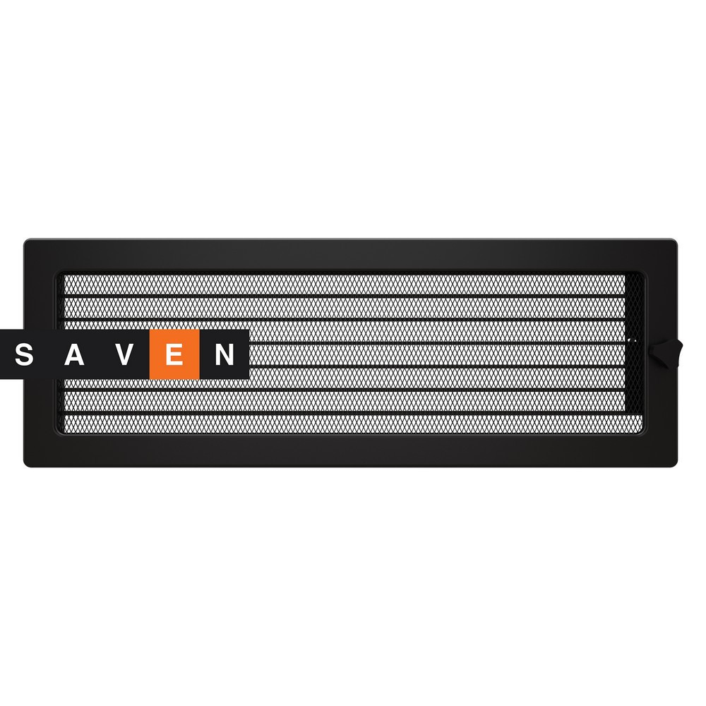 Вентиляционная решетка для камина SAVEN 17х49 черная с жалюзи Львов - изображение 1