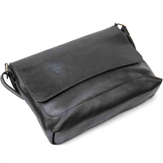 Кожаная мужская прямоугольная сумка GRANDE PELLE 11429 Черный Киев