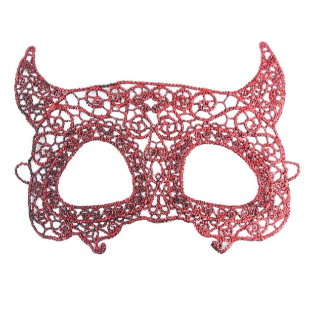 Маскарадна маска святкова на зав`язках 17 на 14 см червоний Київ - фото 1
