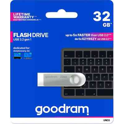 USB флеш накопичувач Goodram 32GB UNO3 Steel USB 3.2 (UNO3-0320S0R11) Вінниця