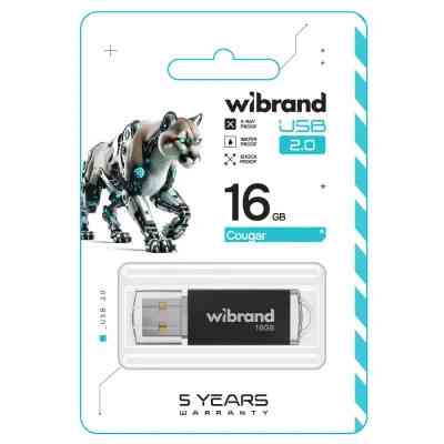 USB флеш накопитель Wibrand 16GB Cougar Black USB 2.0 (WI2.0/CU16P1B) Винница