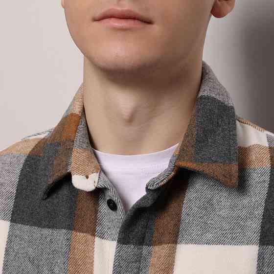 Рубашка в клетку серо-коричневая. Мужская рубашка Pobedov Tartan в клетку серо-коричневая Киев