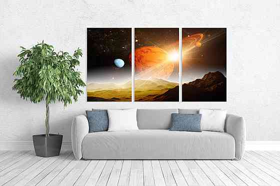 Модульная картина в гостиную / спальню  Сатурн  ART-082_3A 70х130 см Киев