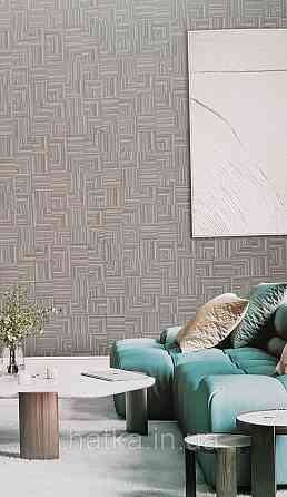 Шпалери вінілові на флізеліні AdaWall Omega1.06х10 геометрія 3д фігури смуги бірюзові коричневі 23209-4 Київ
