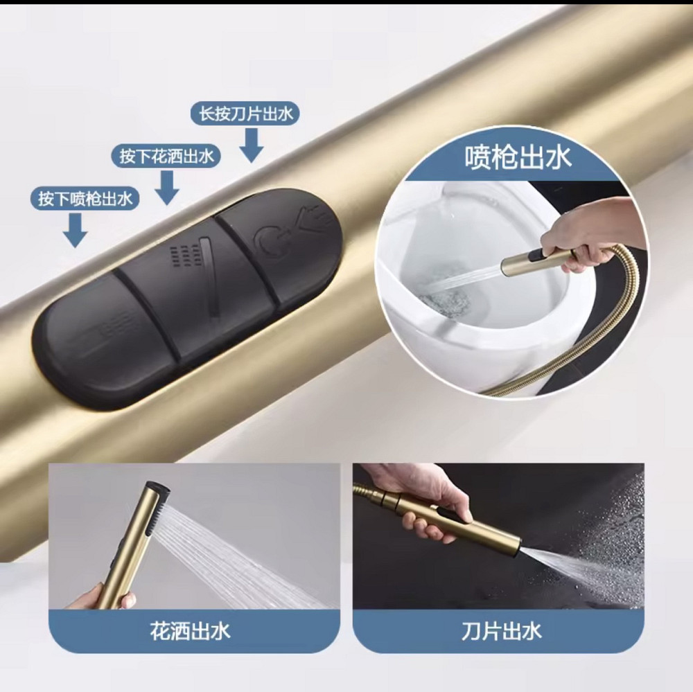 Душовий набір змішувача прихованого монтажу для гігієнічного душу зі шлангом (3 режими) Чорний мат Вінниця - фото 7