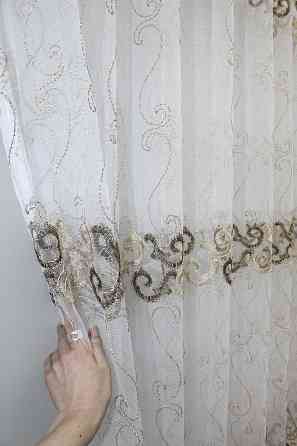 Тюль фатин, коленкції "Kort ADOR" з люрексовою ниткою колір золотистий з коричневим 1191т Київ