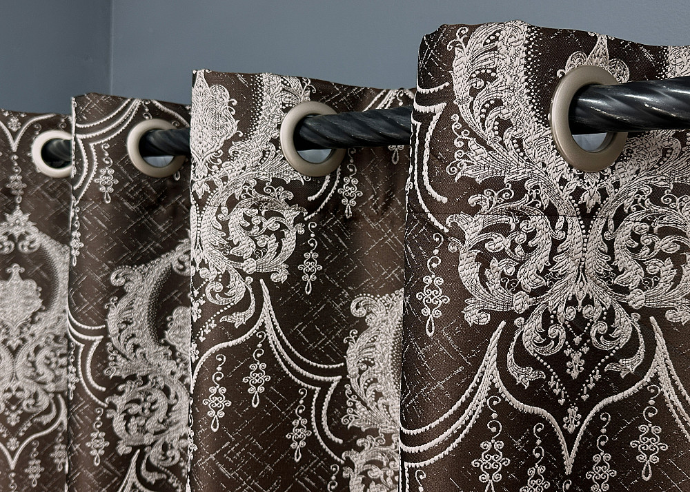 Комплект штор на люверсах VR-Textil Парча № 1773ш Венге з молочним 155х270 см 2 шт (37-0260) Київ - фото 6