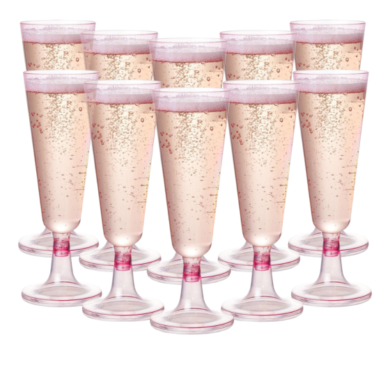 Набір келихів для шампанського 10 шт, пластикові, багаторазові для свят преміум класу, рожеве золото Кам'янець-Подільський