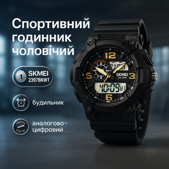 Военные часы с подсветкой SKMEI 2397BKWT, Армейские наручные часы для мужчины Водонепроницаемое KZ-54 Львов