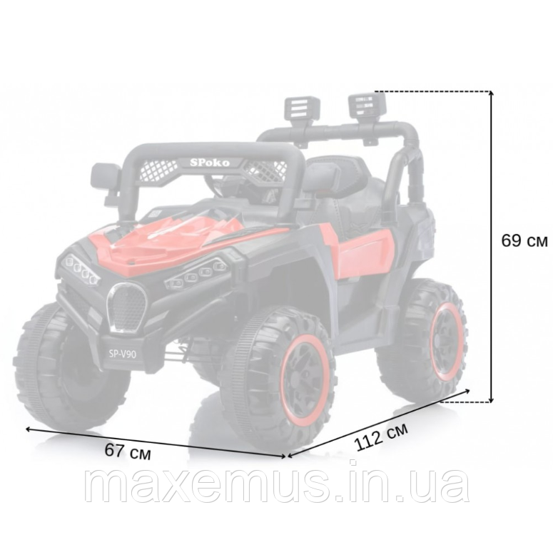 Детский электромобиль багги Spoko SP-V90 Красный двухместный с пультом управления 12V для детей 2-8 лет Мостиска - изображение 9
