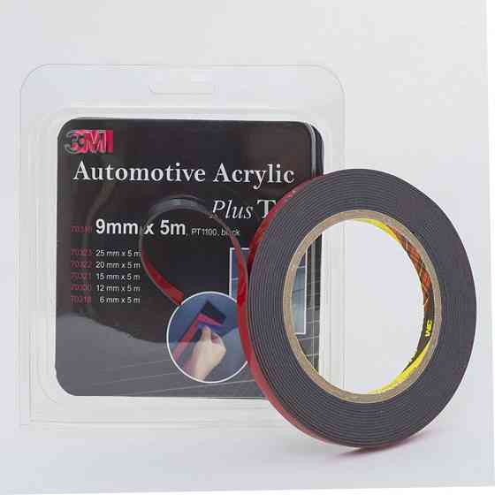 Скотч двосторонній 9мм х 5м 3M 1100 "Plus Tape" чорний, 70319 Київ
