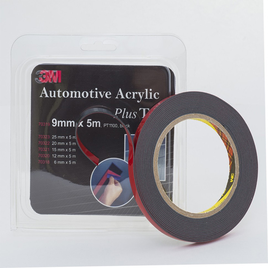 Скотч двосторонній 9мм х 5м 3M 1100 "Plus Tape" чорний, 70319 Київ - фото 1