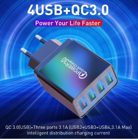 Быстрая зарядка на 4 USB порта USB Quick Charge 3,0 Киев - изображение 6