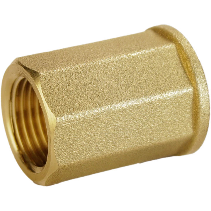 Муфта латунна 3/4″ВР х 3/4″ВР штампована восьмигранна А0352А VA (000026910) Київ - фото 1