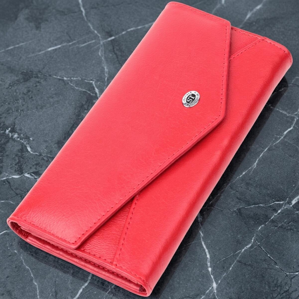 Женский кошелек с геометрическим клапаном из натуральной кожи ST Leather 22545 Красный Киев - изображение 11
