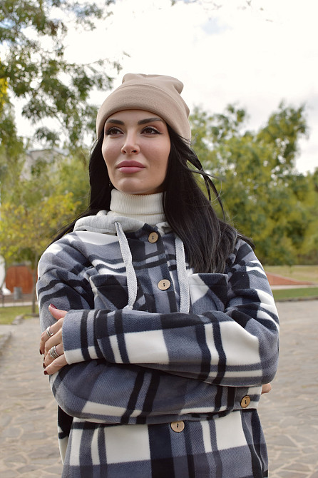 Женская зимняя шапка на флисе Капучино Киев - изображение 1