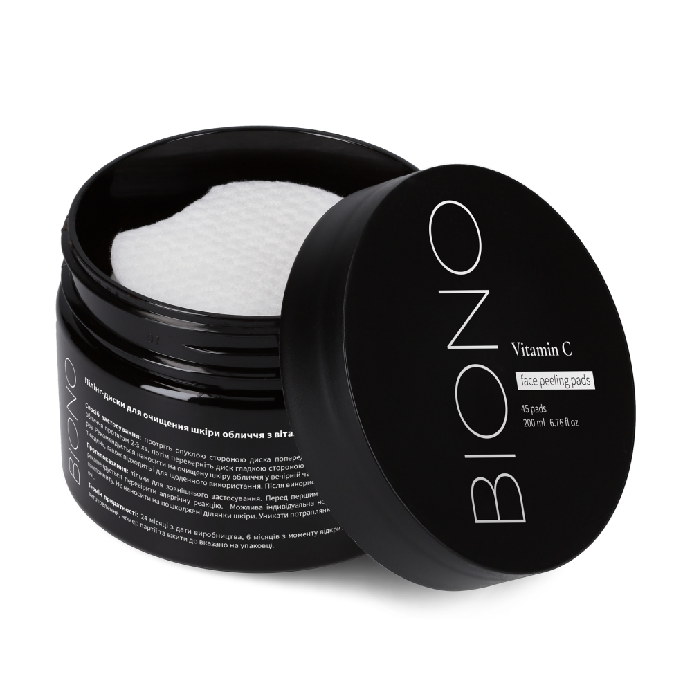 Пилинг-диски с витамином С для лица Biono 45 шт 200 мл Киев - изображение 5