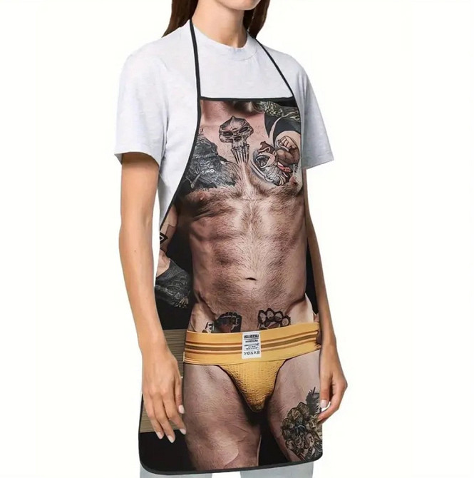 Фартух чоловічий прикольний Торс з тату в трусах 74 на 54 см різнобарвний Київ - фото 3