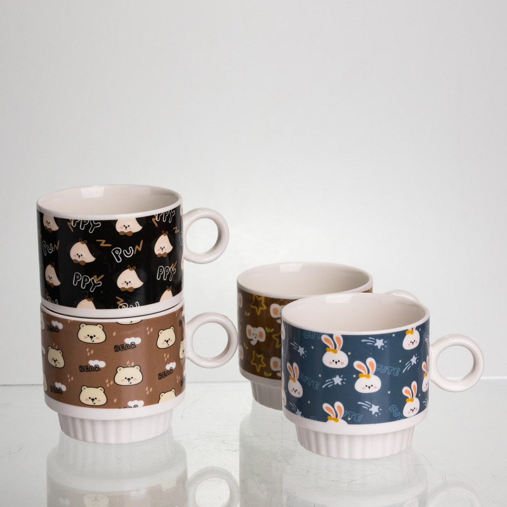 Набор фарфоровых чашек для детей на металлической подставке Toys 4 (шт) по 300 (мл) подарочный набор чашек FM-15 SBR Киев - изображение 4