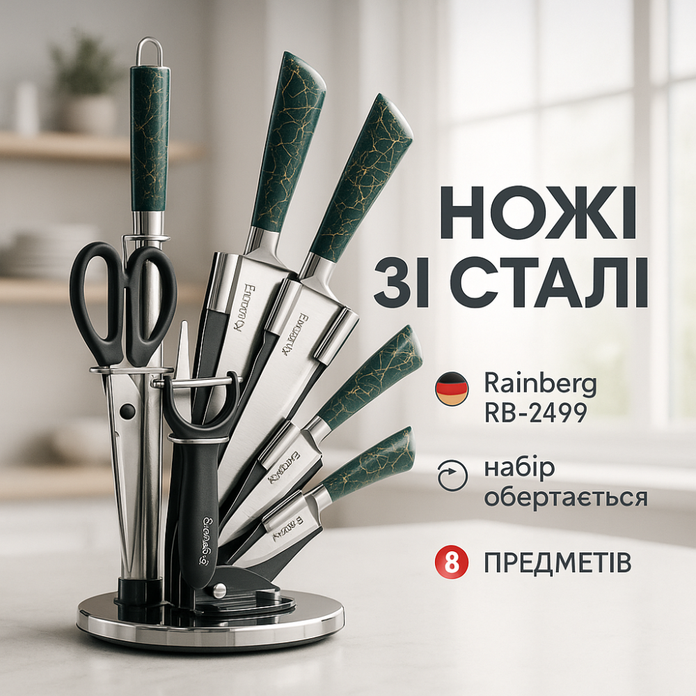 Набір литих кухонних ножів, Набір ножів зі стильним дизайном, Професійні ножі для домашньої кухні BY-22 Львів - фото 10