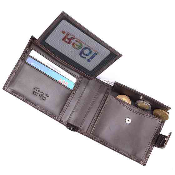 Классический мужской кошелек из натуральной кожи с тиснением под крокодила KARYA 21199 Коричневый Киев