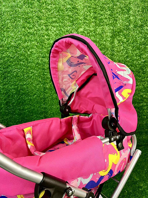 Коляска для ляльки Melogo металева з люлькою-перенескою кошиком Малинова (9369/82100) Чернігів - фото 9