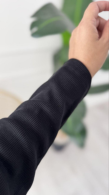 Жіночий базовий прогулянковий костюм-трійка: кардиган футболка та штани трикотажний рубчик Чорний, 42/44 Одеса - фото 4