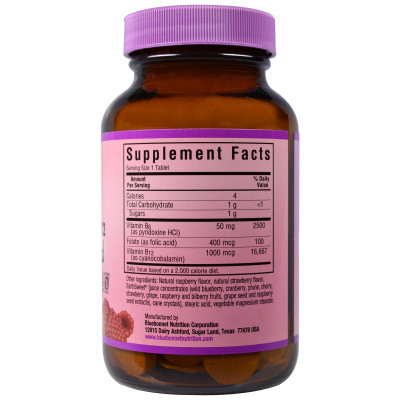 Витаминно-минеральный комплекс Bluebonnet Nutrition Витамин В6, B12 + Фолиевая кислота, Вкус Малины, Earth Sweet (BLB-00445) Винница - изображение 2