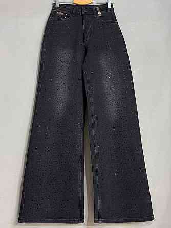 Джинсы женские Allure 1136-26 палаццо ровные со стразами черные, черный, 27, 27, 70 см, 99 см Киев