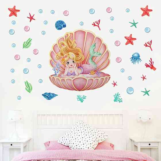 Наклейка декоративна вінілова інтер'єрна в дитячу кімнату на стіну «Русалонька» для дівчаток 30х60 см Кам'янець-Подільський