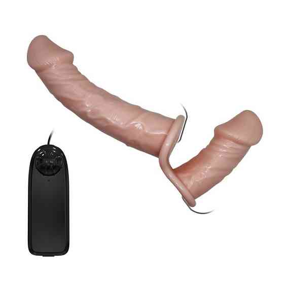 Подвійний страпон з вібрацією Ultra Passionate Harness Dual Vibration з провідним пультом керування Sex Aura Київ