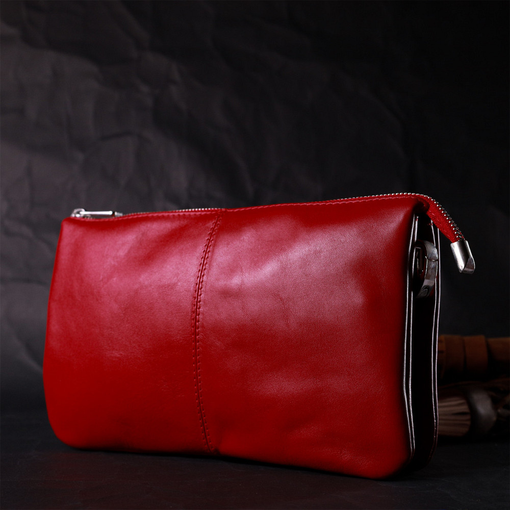 Яркий женский клатч из натуральной кожи GRANDE PELLE 11670 Красный Киев - изображение 2