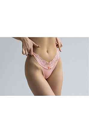 Стринги женские из хлопка с кружевным поясом Marsana 01-008 XL, Черный, Шампань, Персик, Шоколад Киев