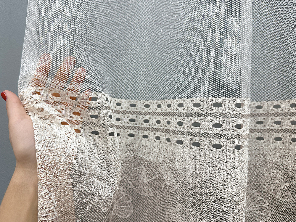 Тюль VR-Textil 2144т Жакард Білий з капучино 400х250 см (43-426) Київ - фото 6