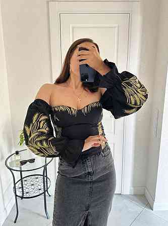 Женская романтичная блуза-корсет с вышивкой 80% хлопок, 20% полиэстер. 44, Черный Одесса