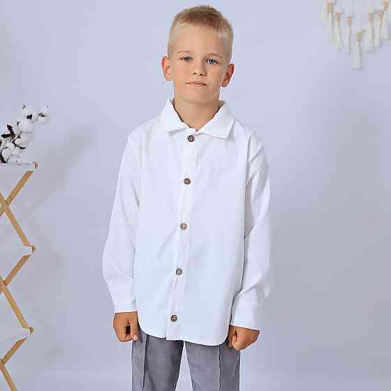 Святкова біла вельветова сорочка на ґудзиках для хлопчика 164 Кам'янець-Подільський